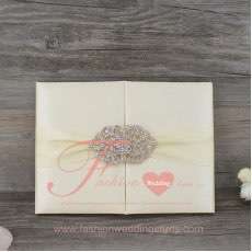 Custom Elegant Silk Wedding Invitation Folio with Crystals